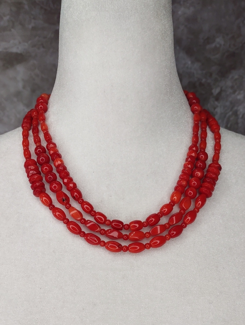 Jay King Triple Strand Layered Coral Necklace